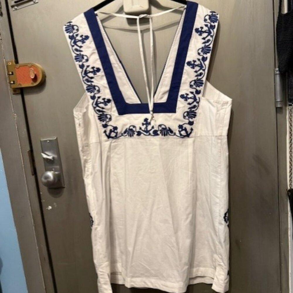 Retro Embroidered Floral Nautical / Sailor Mini Dress - Picture 6 of 16